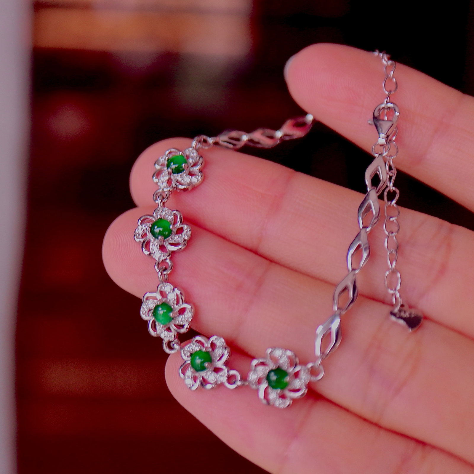 S925 Silver Natural Jadeite Bracelet - 3