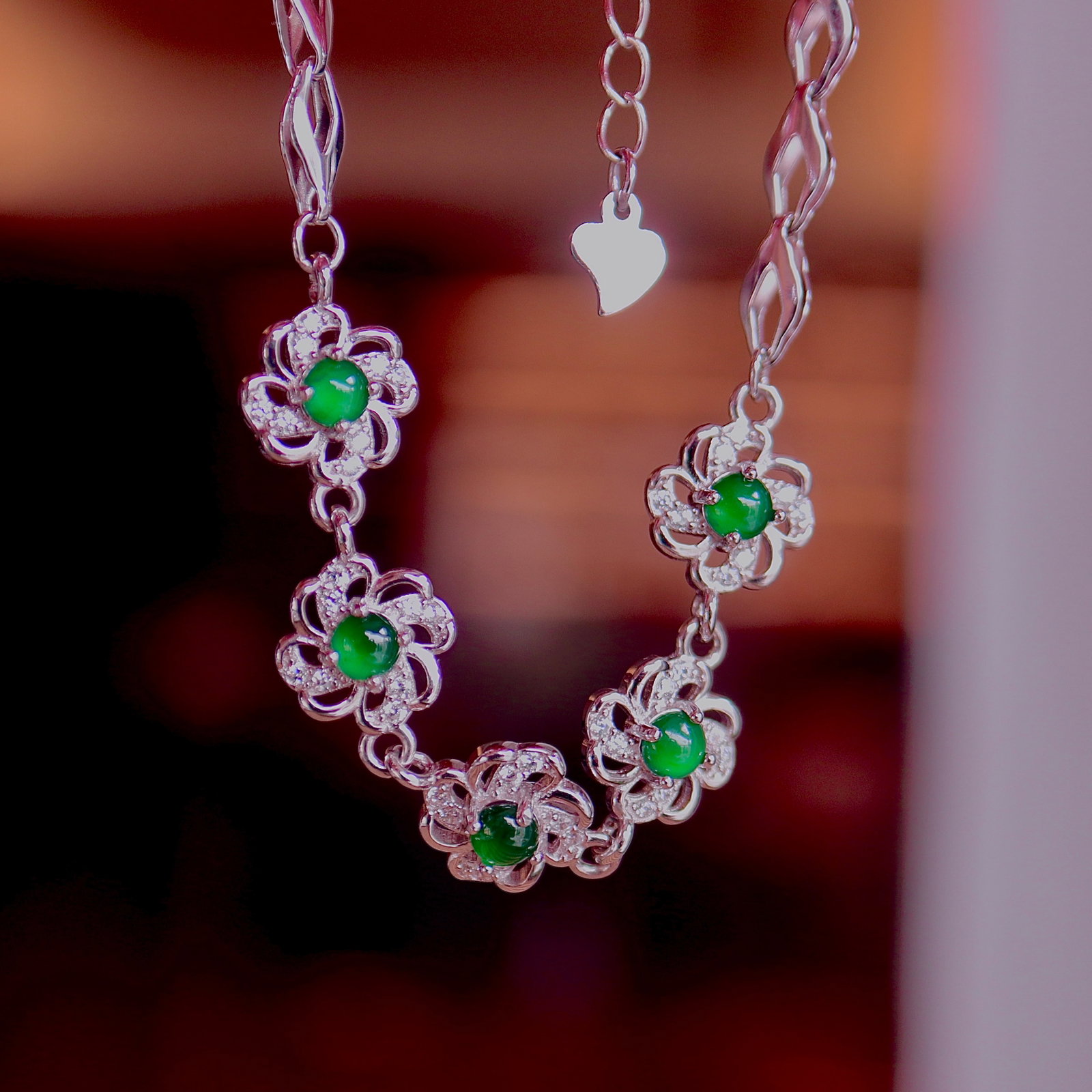S925 Silver Natural Jadeite Bracelet - 7