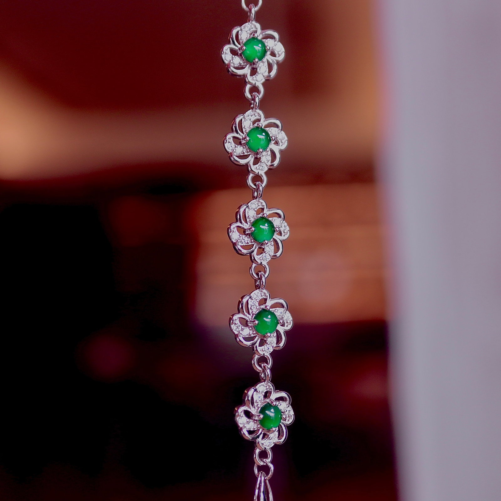 S925 Silver Natural Jadeite Bracelet - 8