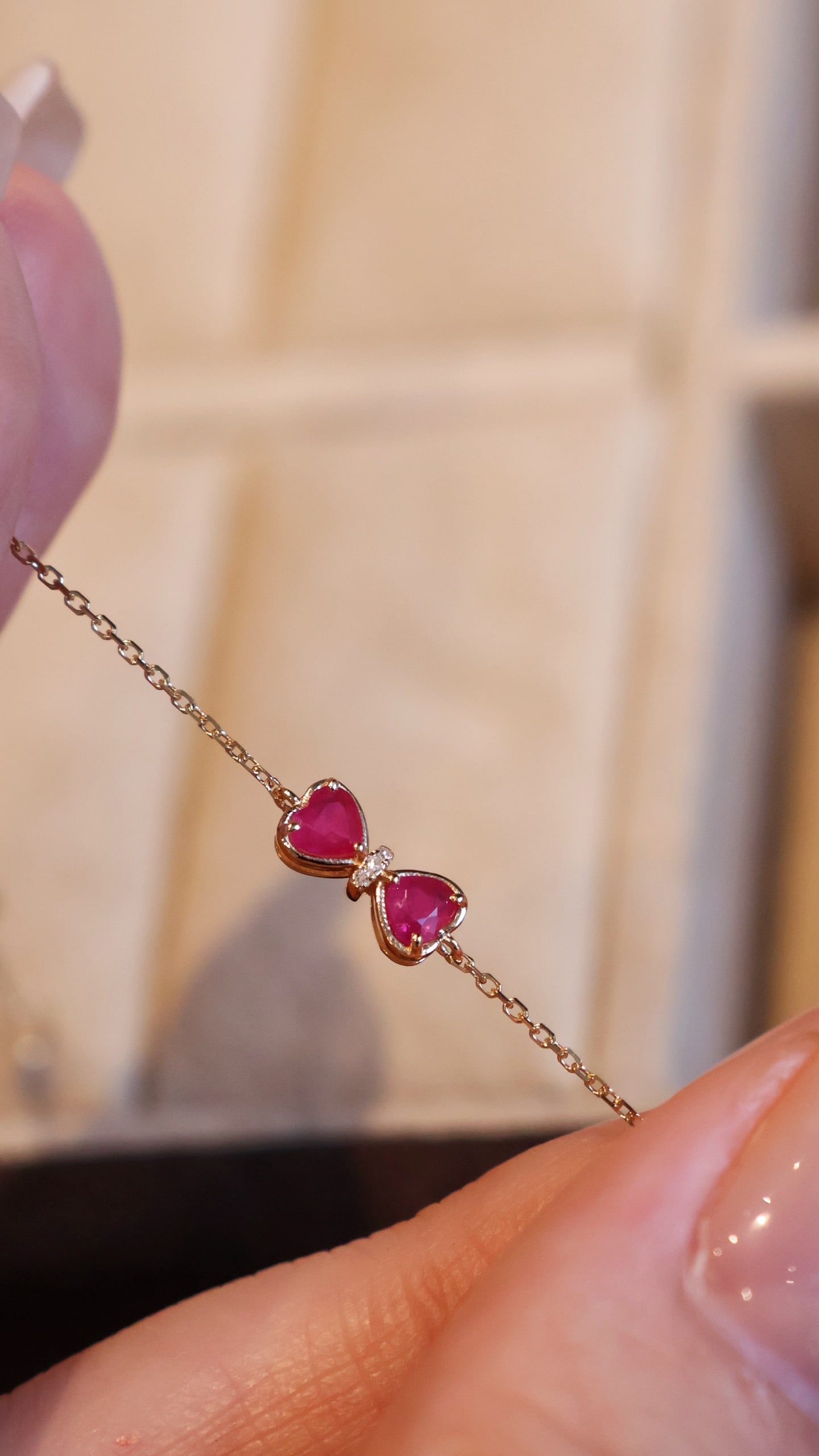 18K Gold Ruby Diamond Bracelet - 4