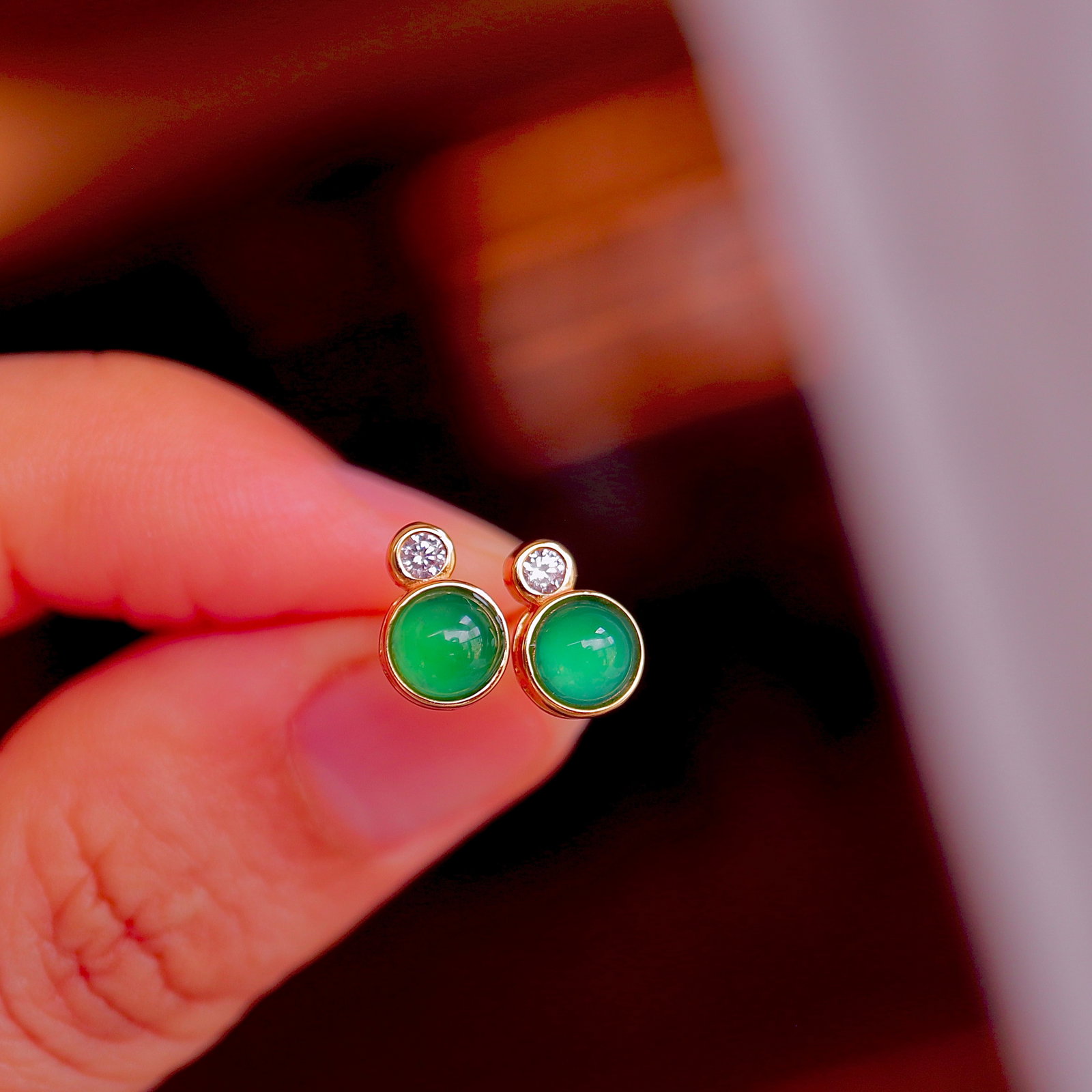 Natural Type A Jadeite Earrings - 4