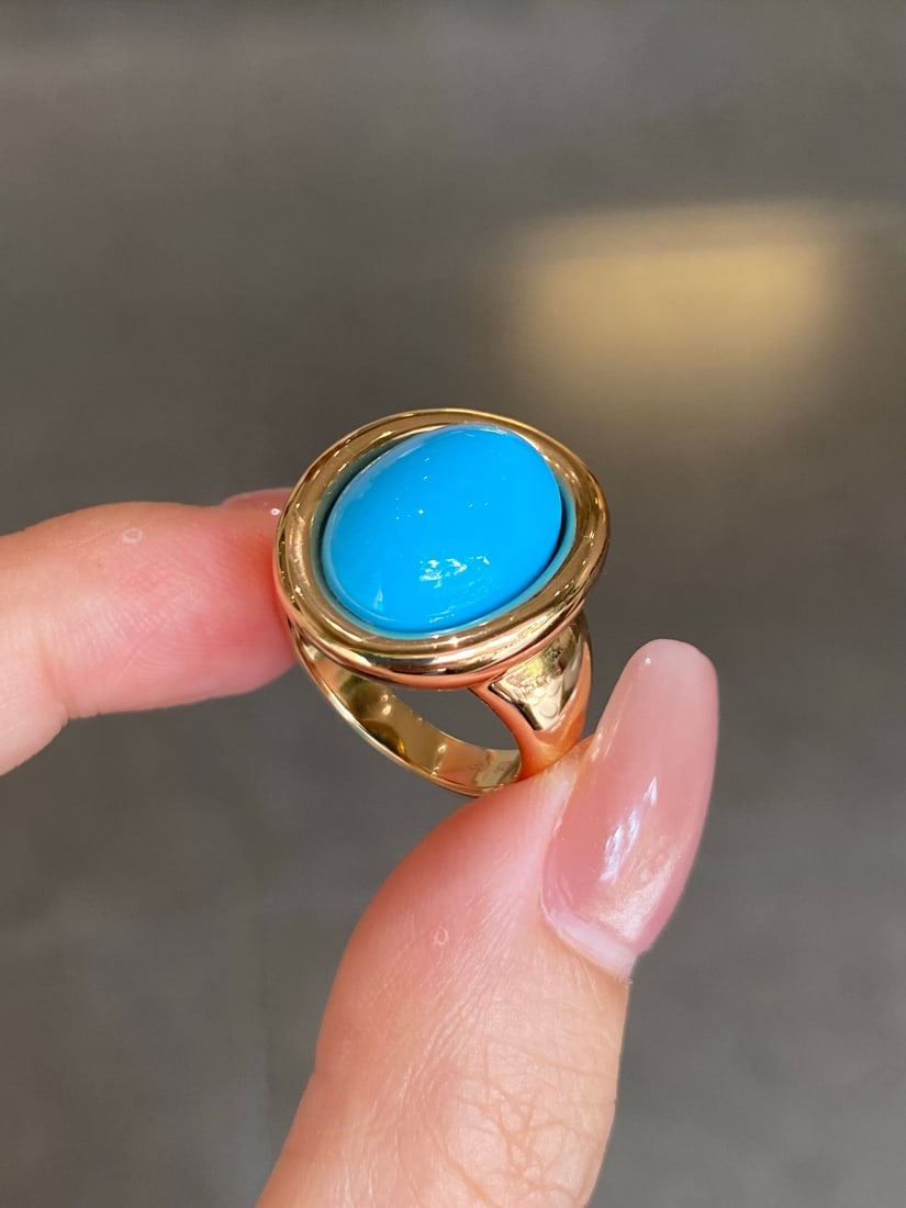 18K Gold Turquoise Ring - 12