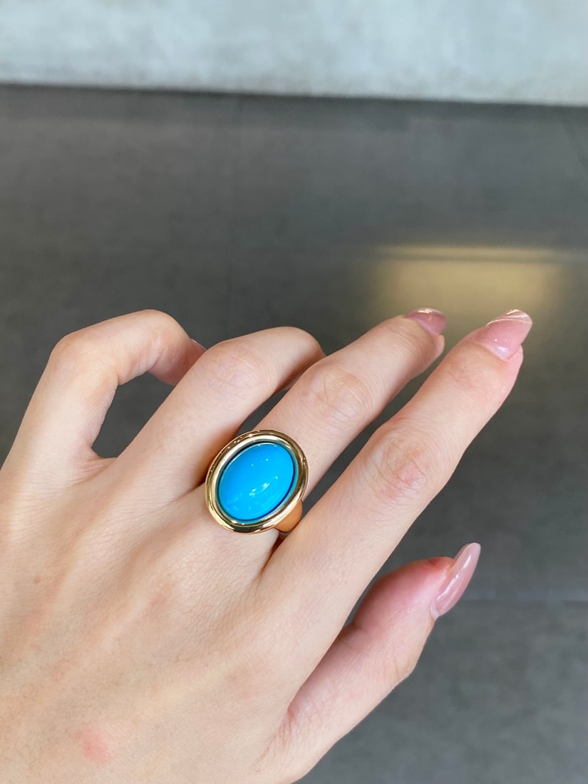 18K Gold Turquoise Ring - 13