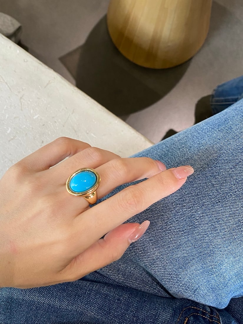 18K Gold Turquoise Ring - 14