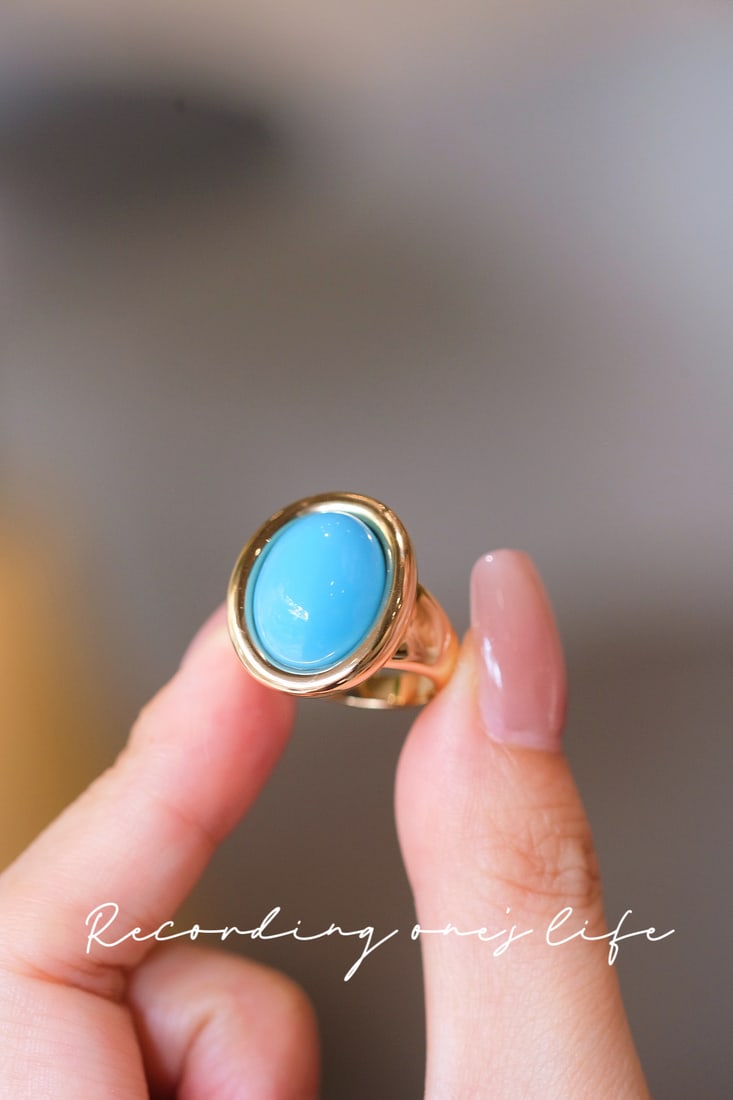 18K Gold Turquoise Ring - 2