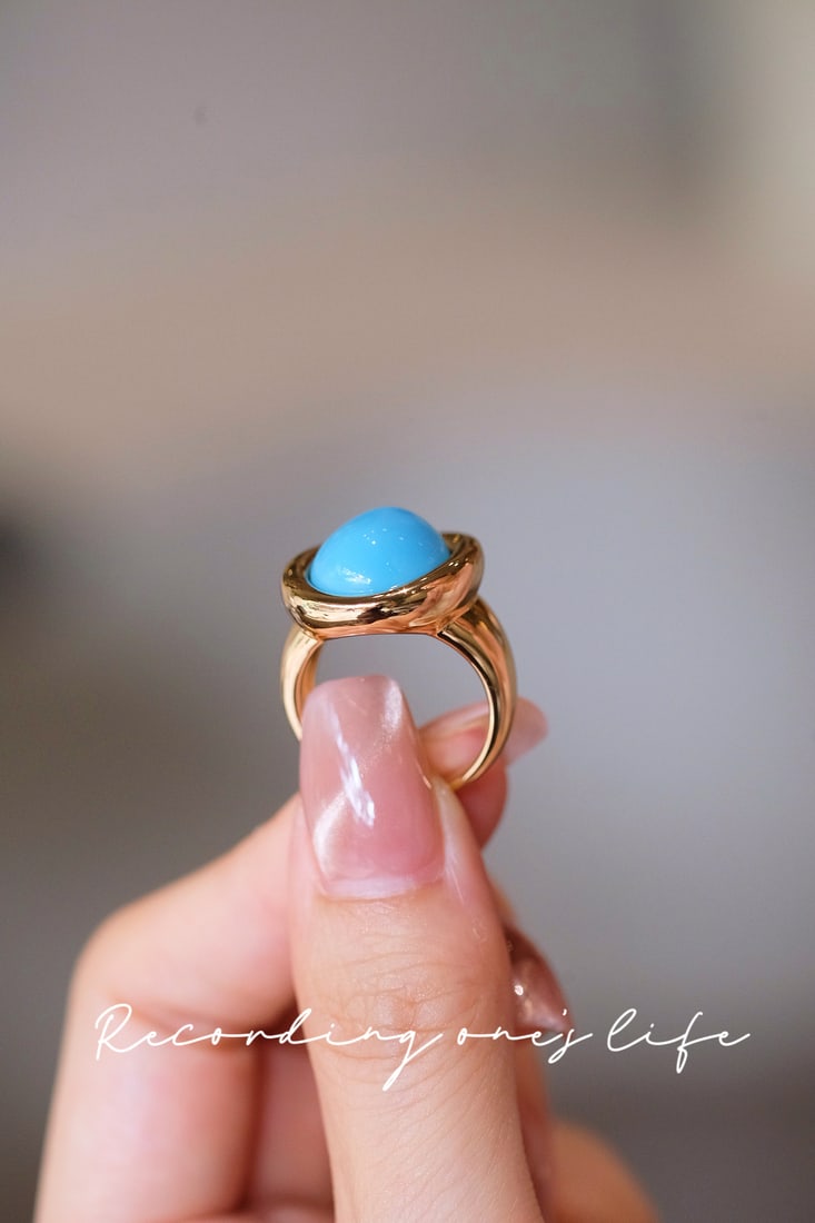 18K Gold Turquoise Ring - 3