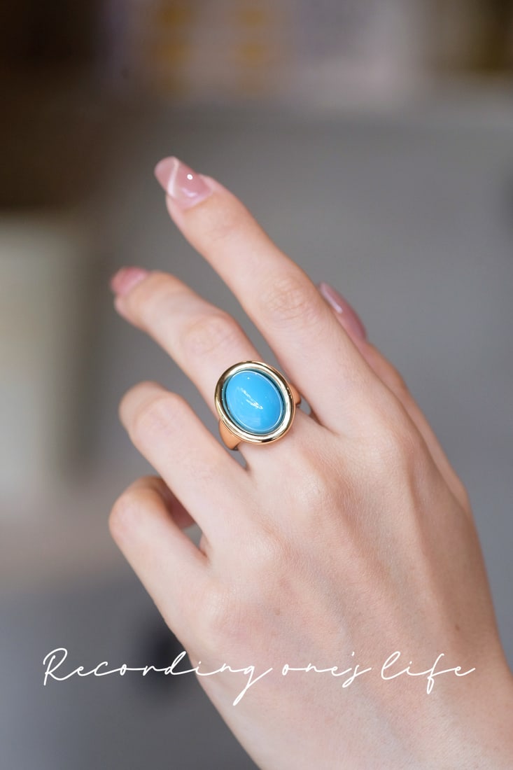 18K Gold Turquoise Ring - 5