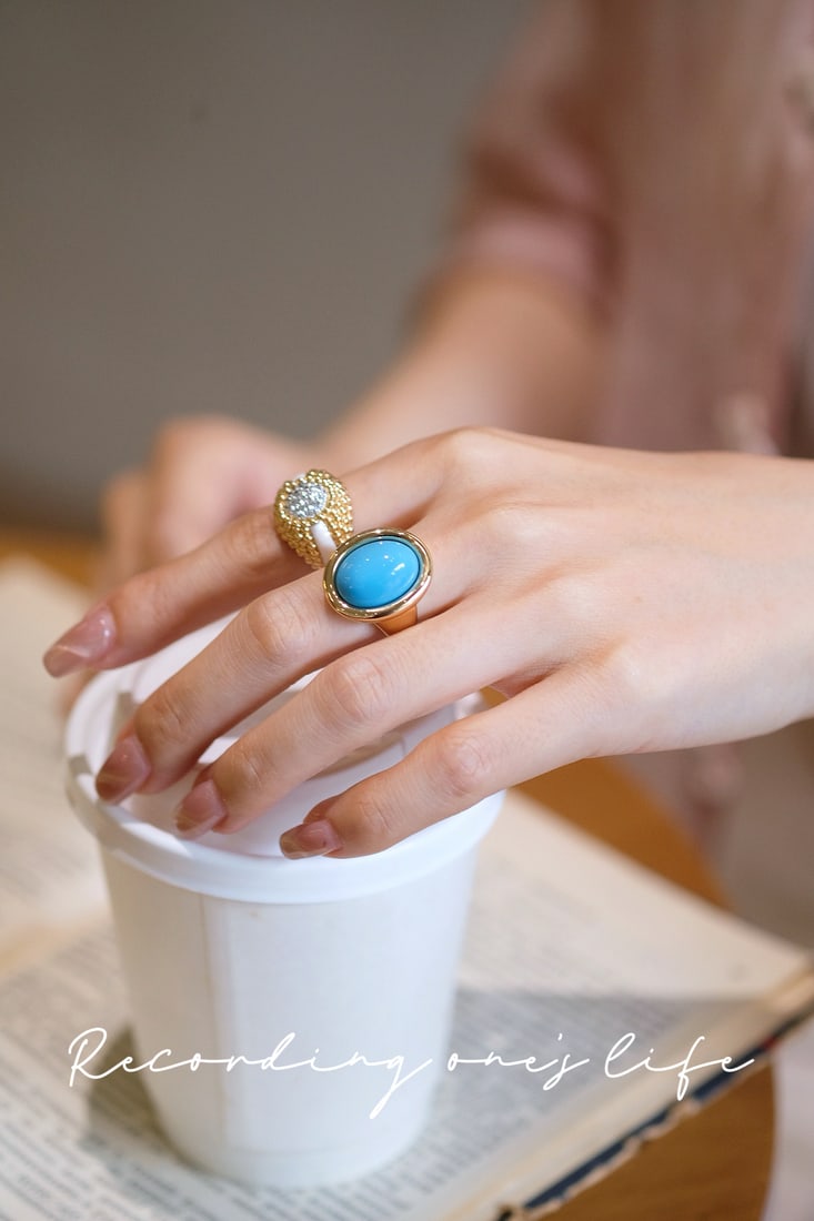 18K Gold Turquoise Ring - 7