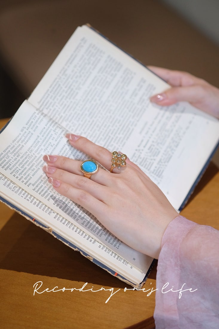 18K Gold Turquoise Ring - 8
