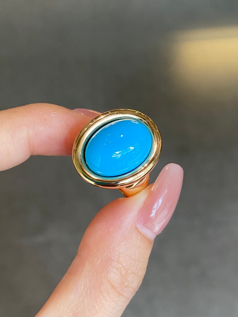 18K Gold Turquoise Ring - 9
