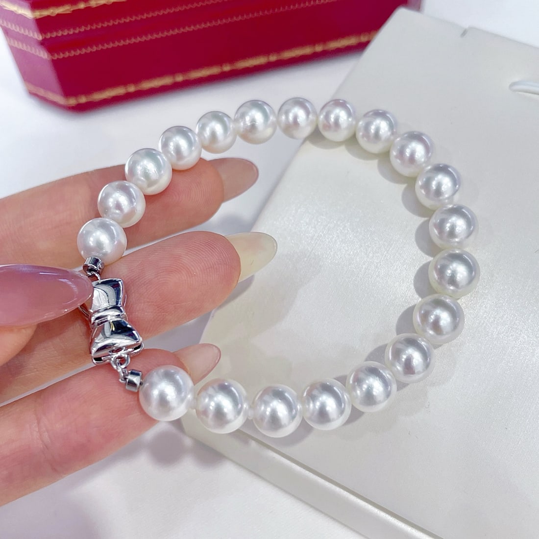 Exquisite Silver Akoya Pearl Bracelet - 5