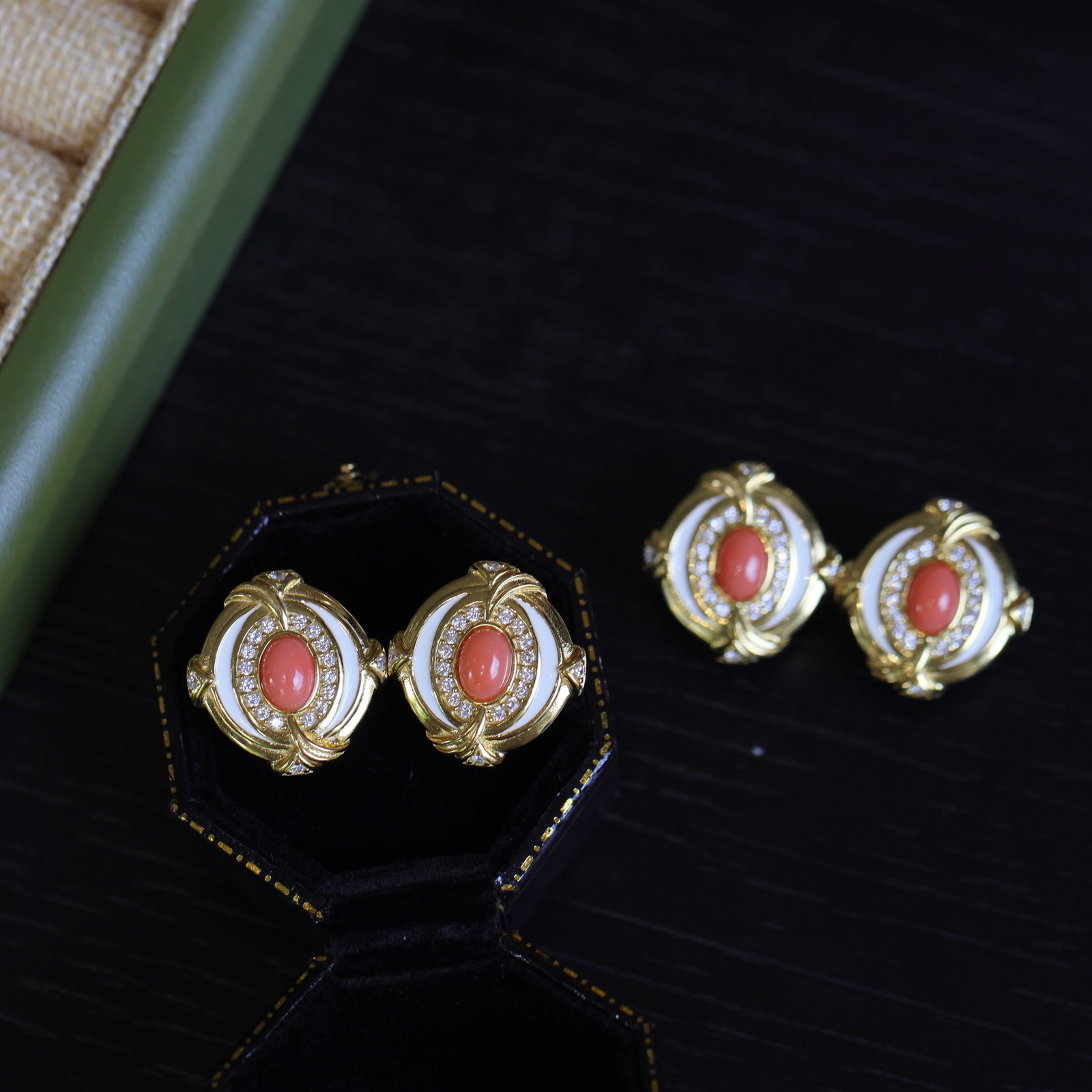 S925 Silver Natural Pink Coral Earrings - 3