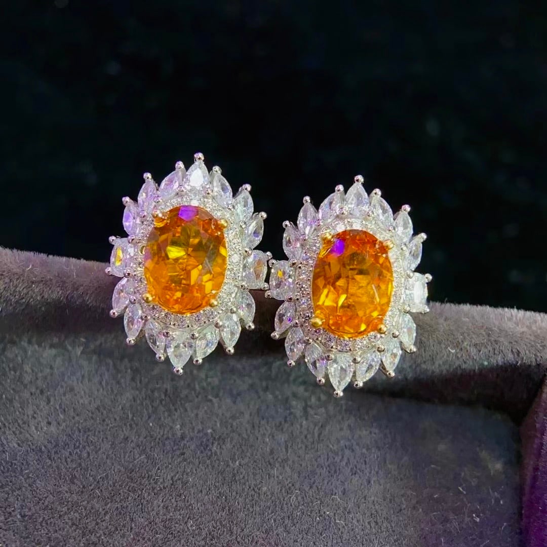 925 Silver Natural Citrine Earrings - 3