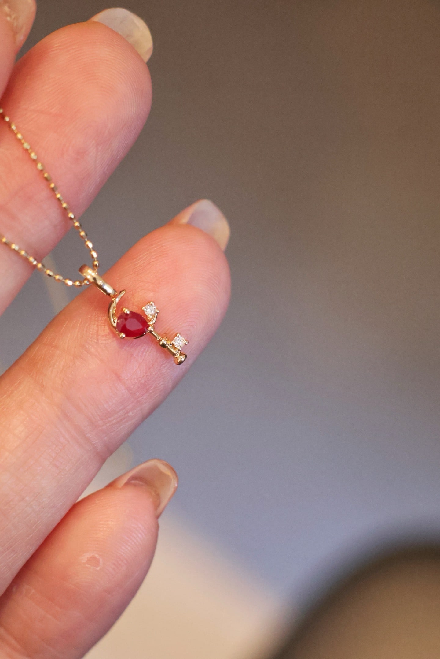 18K Gold Ruby Diamond Pendant - 5