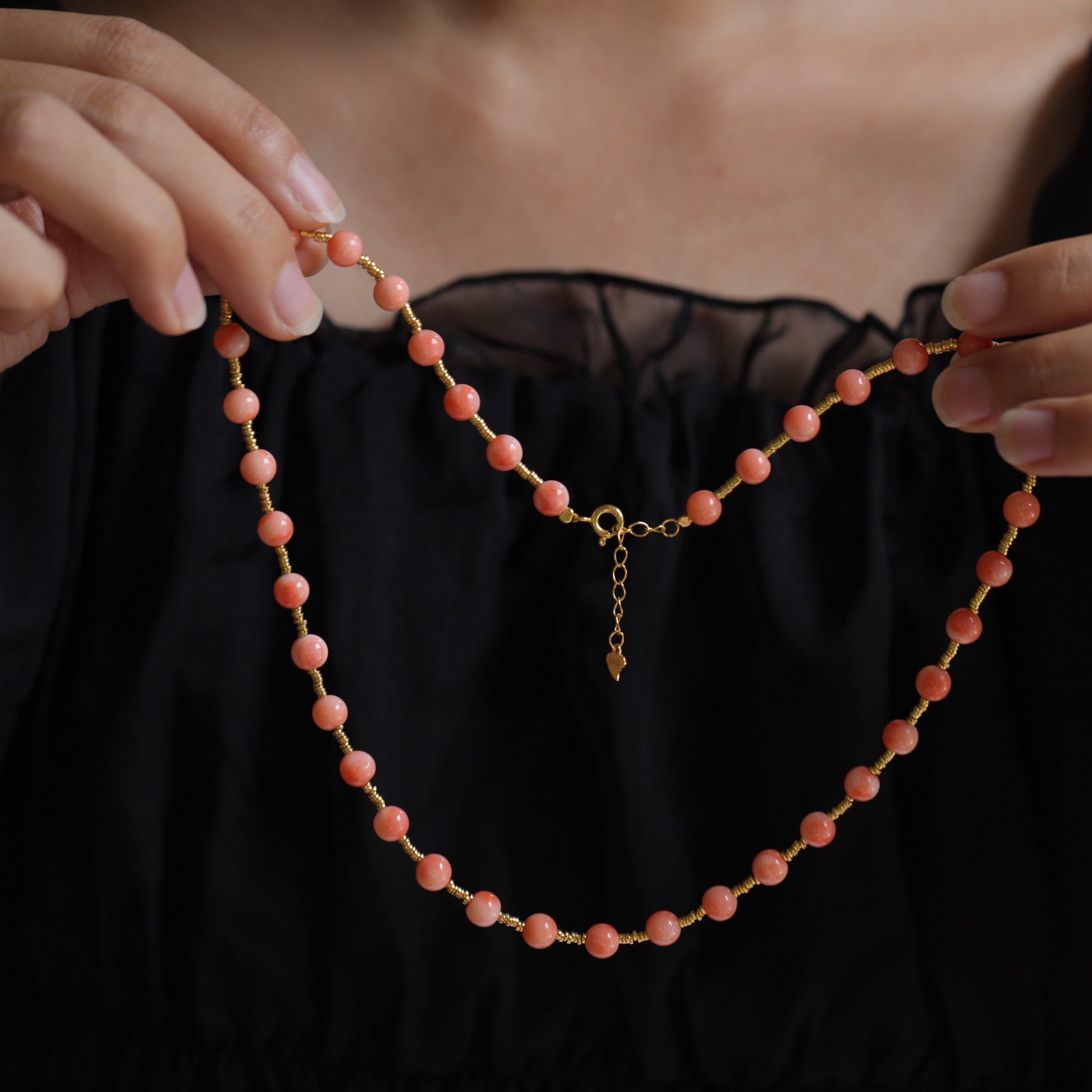 Natural Pink Coral Necklace - 4