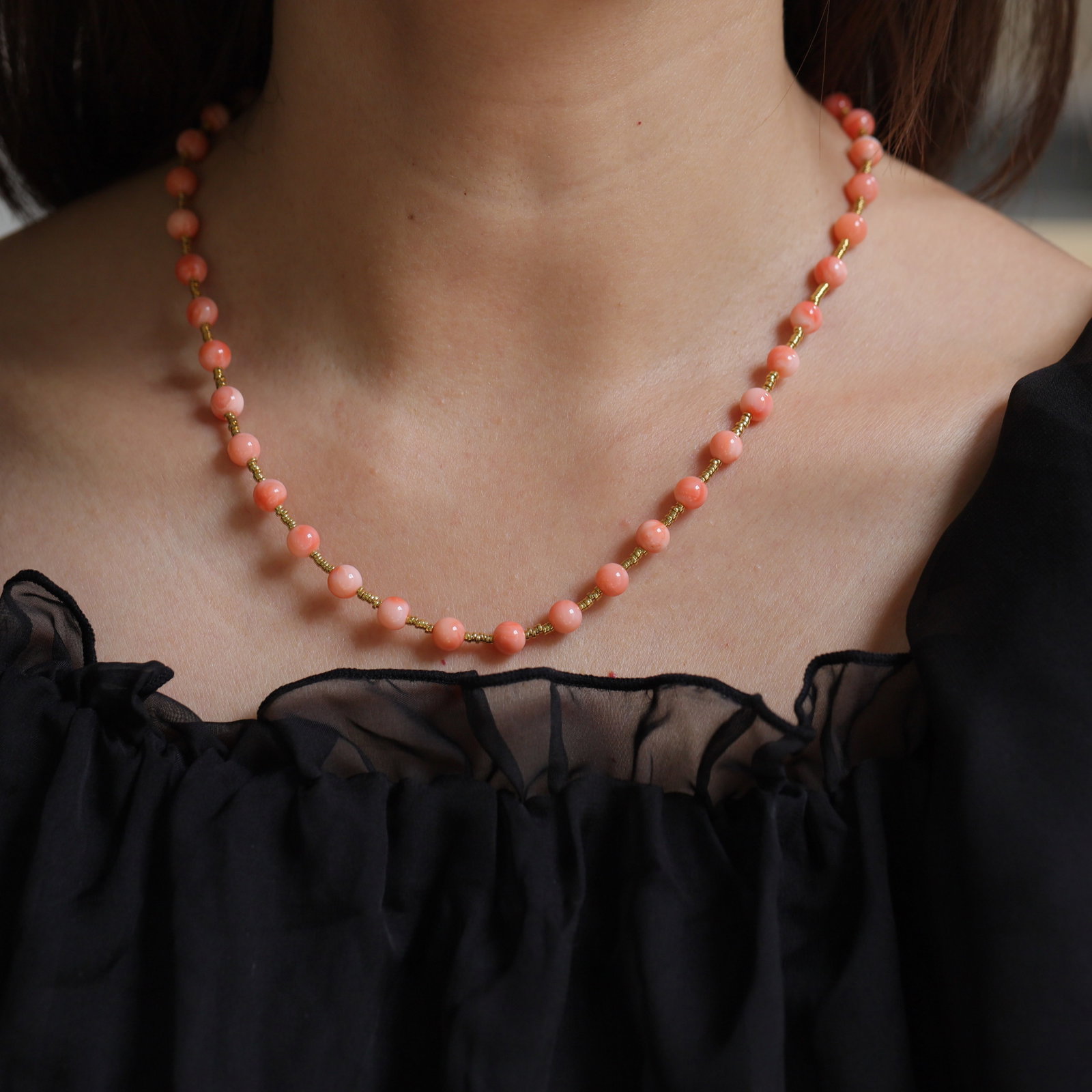 Natural Pink Coral Necklace - 5