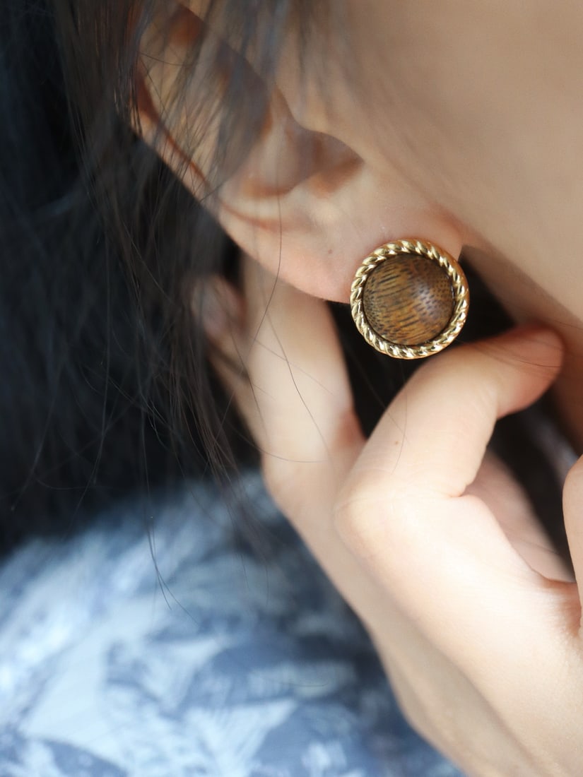 Natural Agarwood Earrings - 7