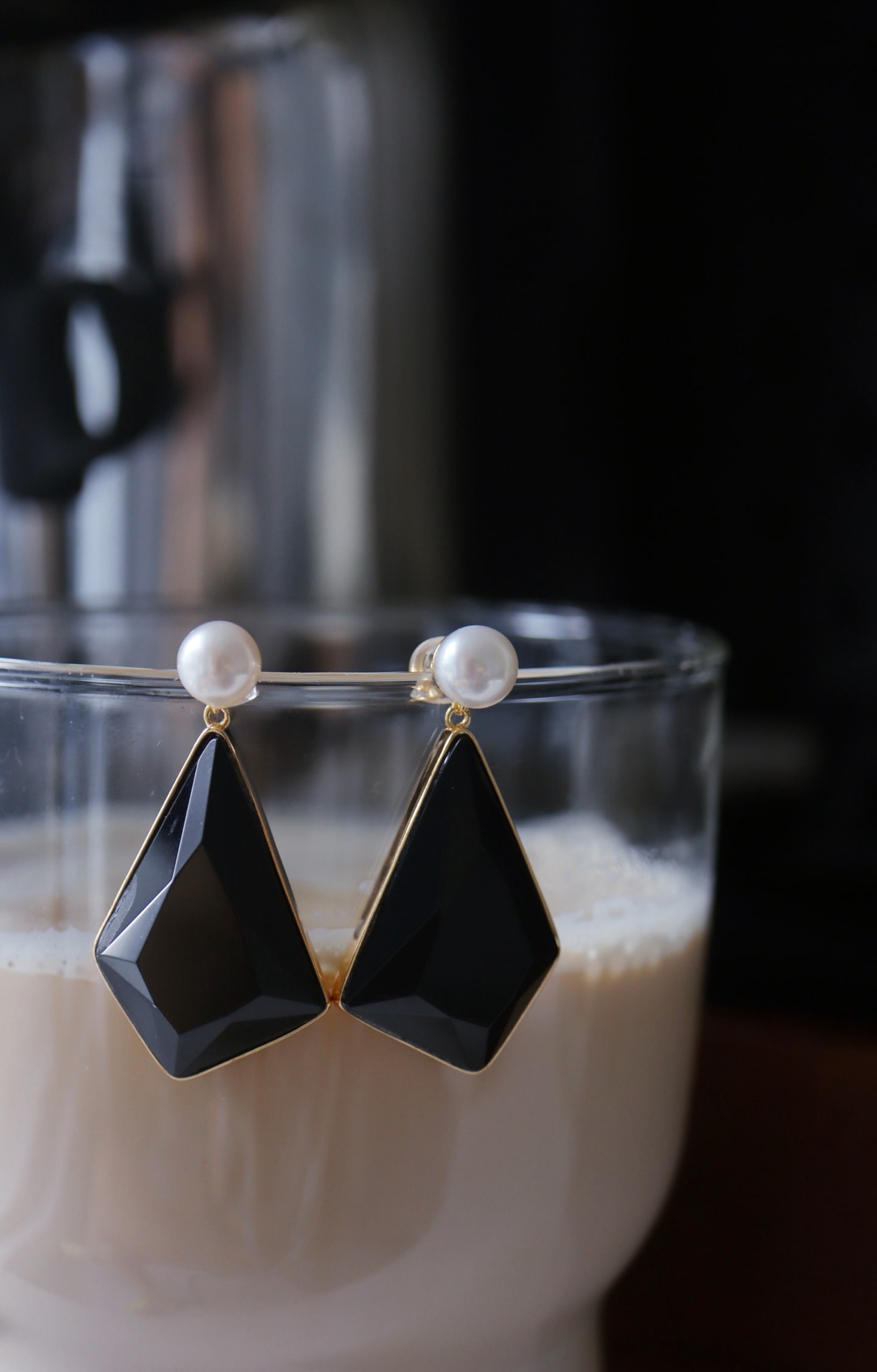 Black Onyx Pearl Earrings - 2