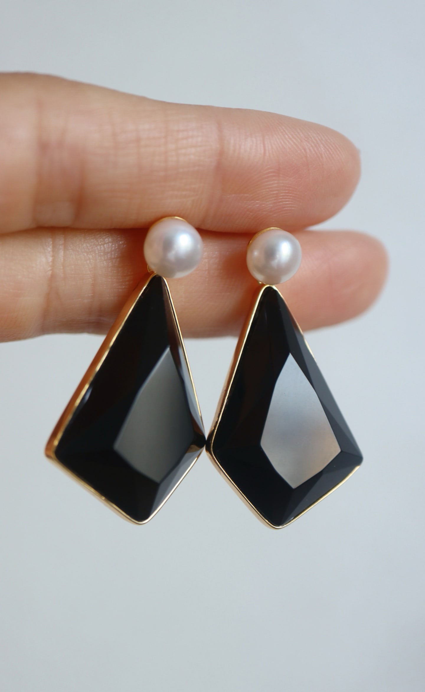 Black Onyx Pearl Earrings - 3