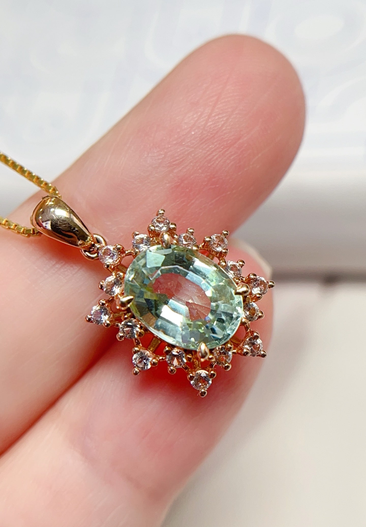 18K Gold Natural Tourmaline Pendant - 2