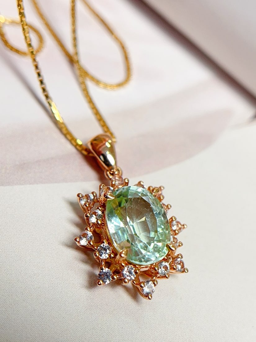 18K Gold Natural Tourmaline Pendant - 3