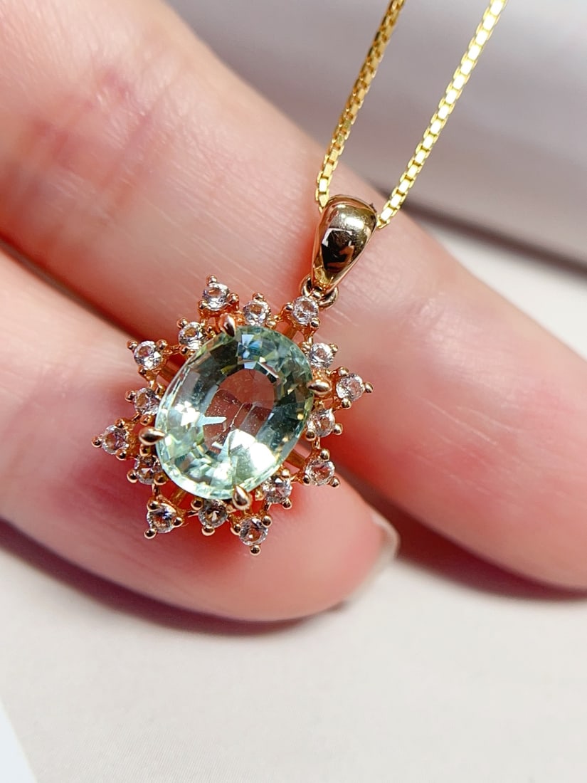 18K Gold Natural Tourmaline Pendant - 4