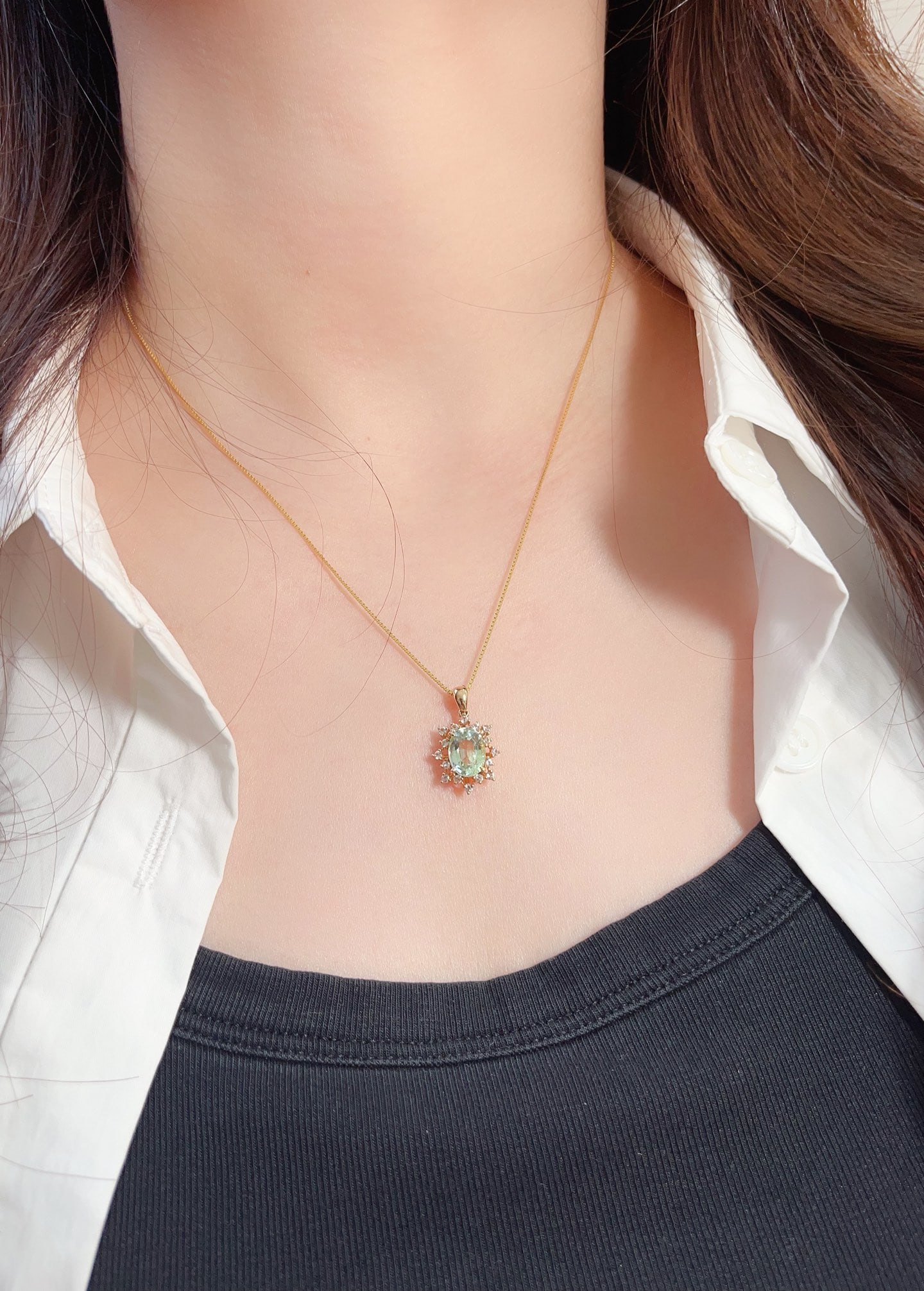 18K Gold Natural Tourmaline Pendant - 5