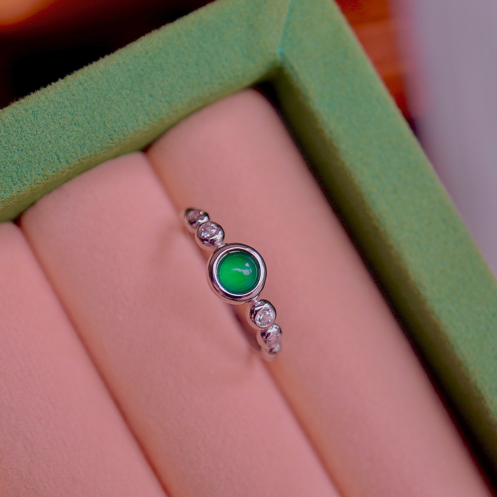 S925 Silver Natural Jadeite Ring - 4