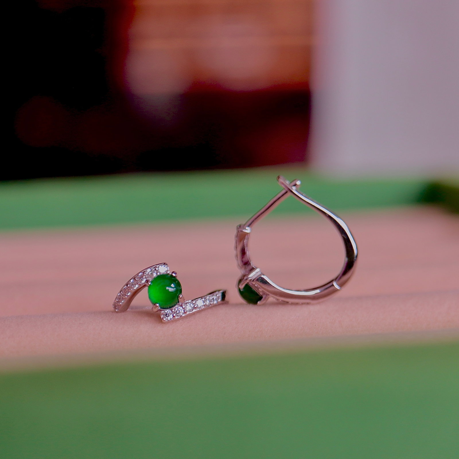 S925 Silver Natural Jade Ear Cuff - 3