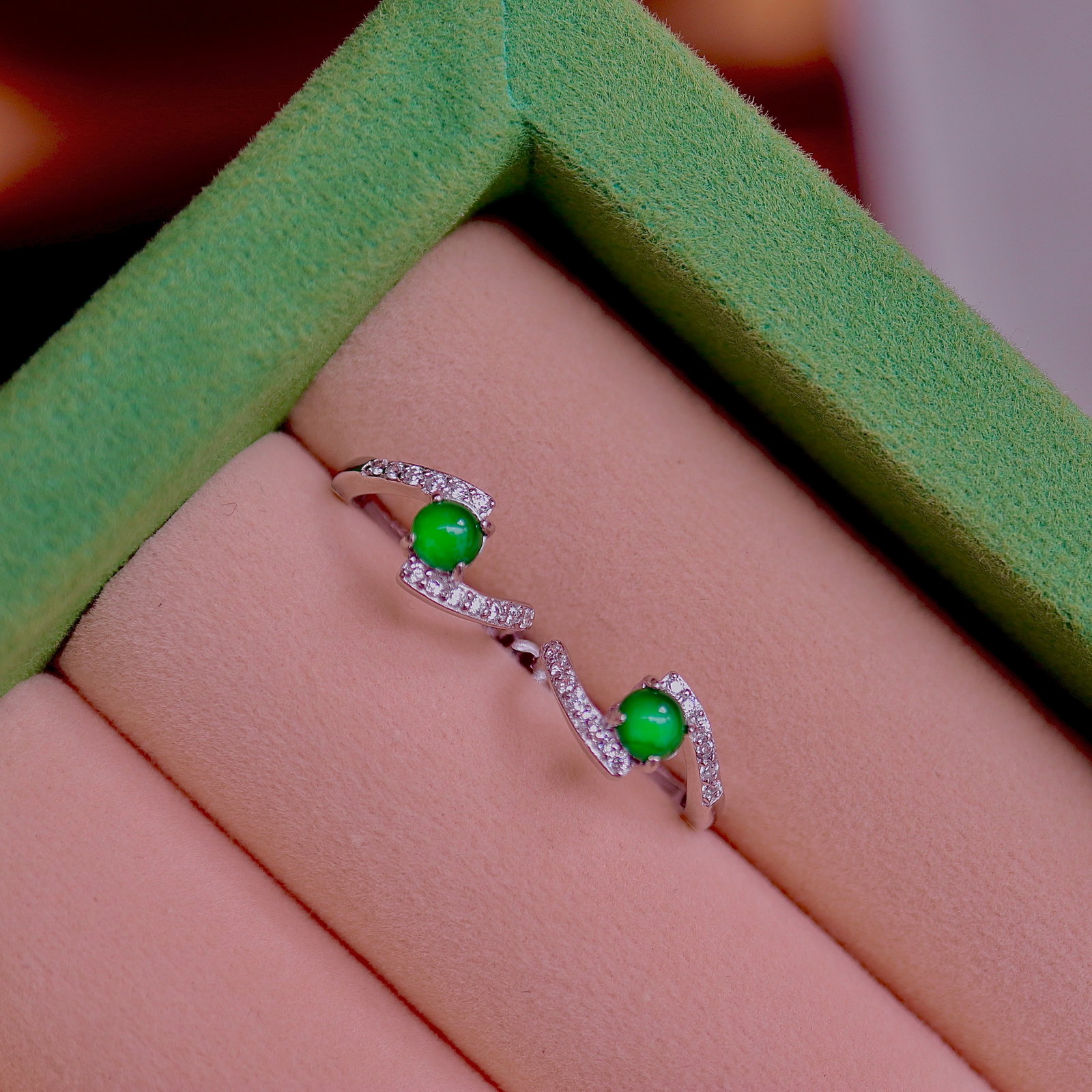 S925 Silver Natural Jade Ear Cuff - 4