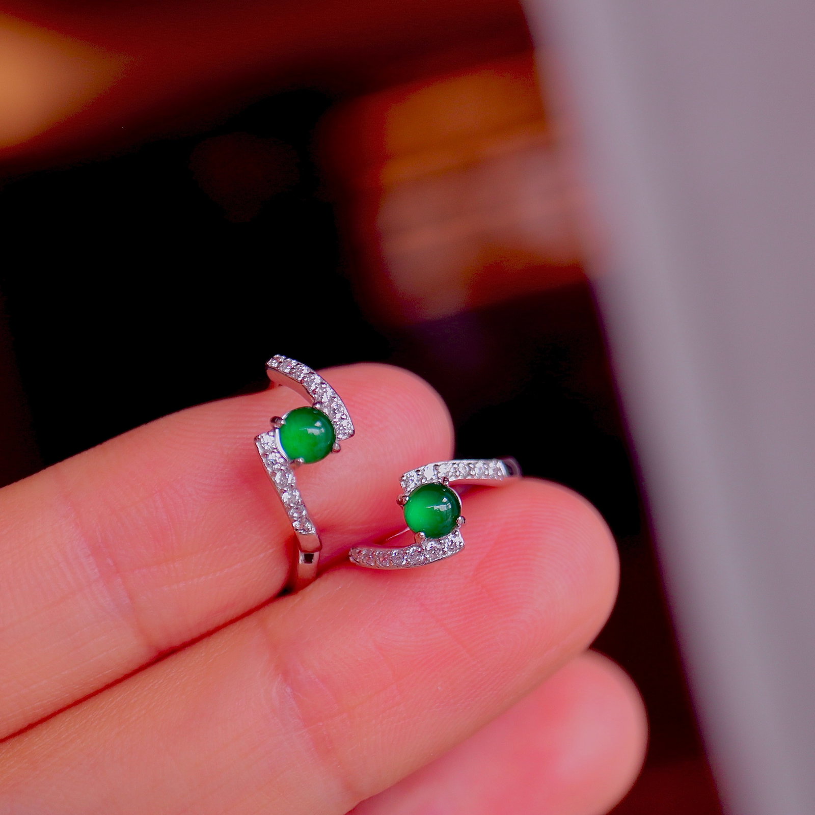 S925 Silver Natural Jade Ear Cuff - 6