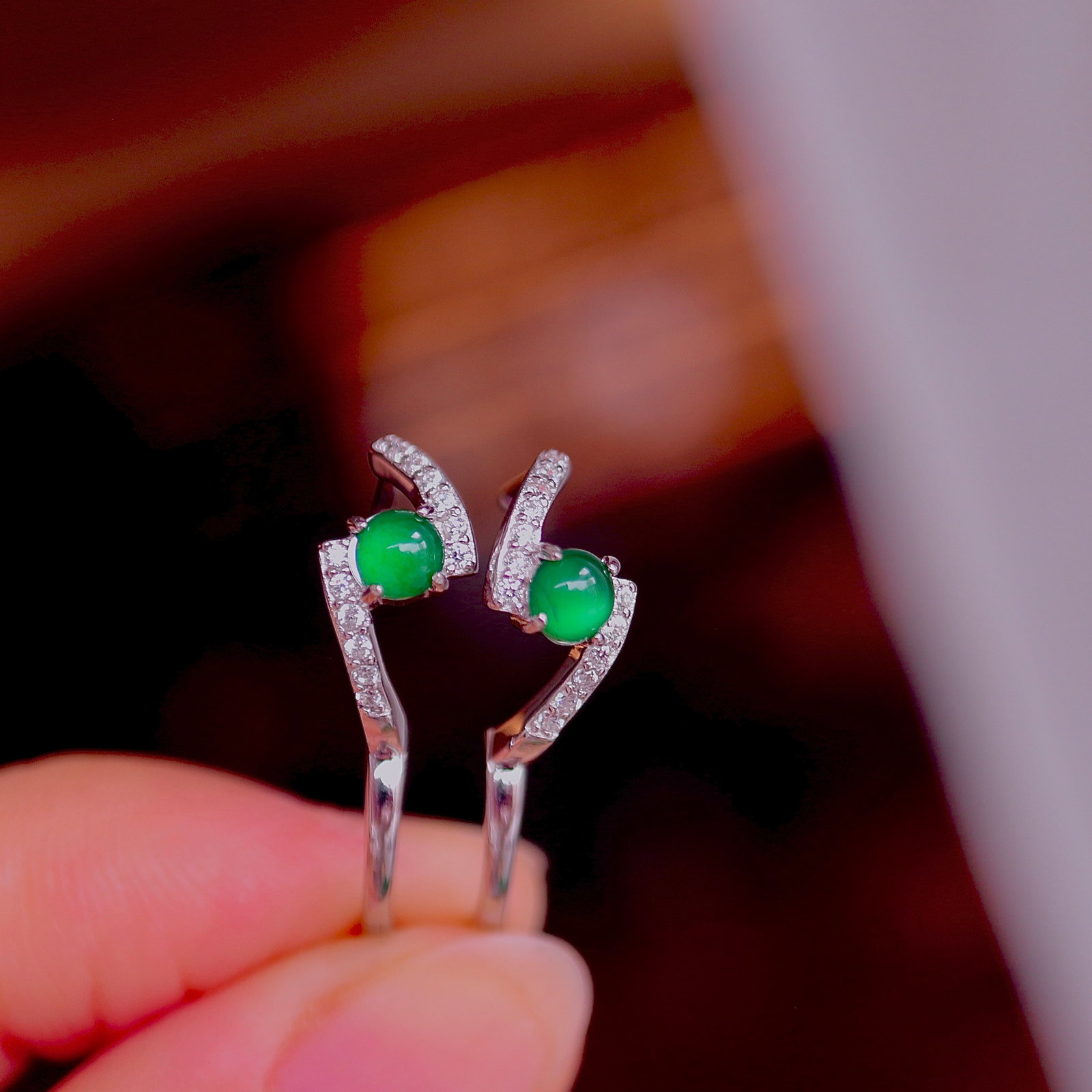 S925 Silver Natural Jade Ear Cuff - 7