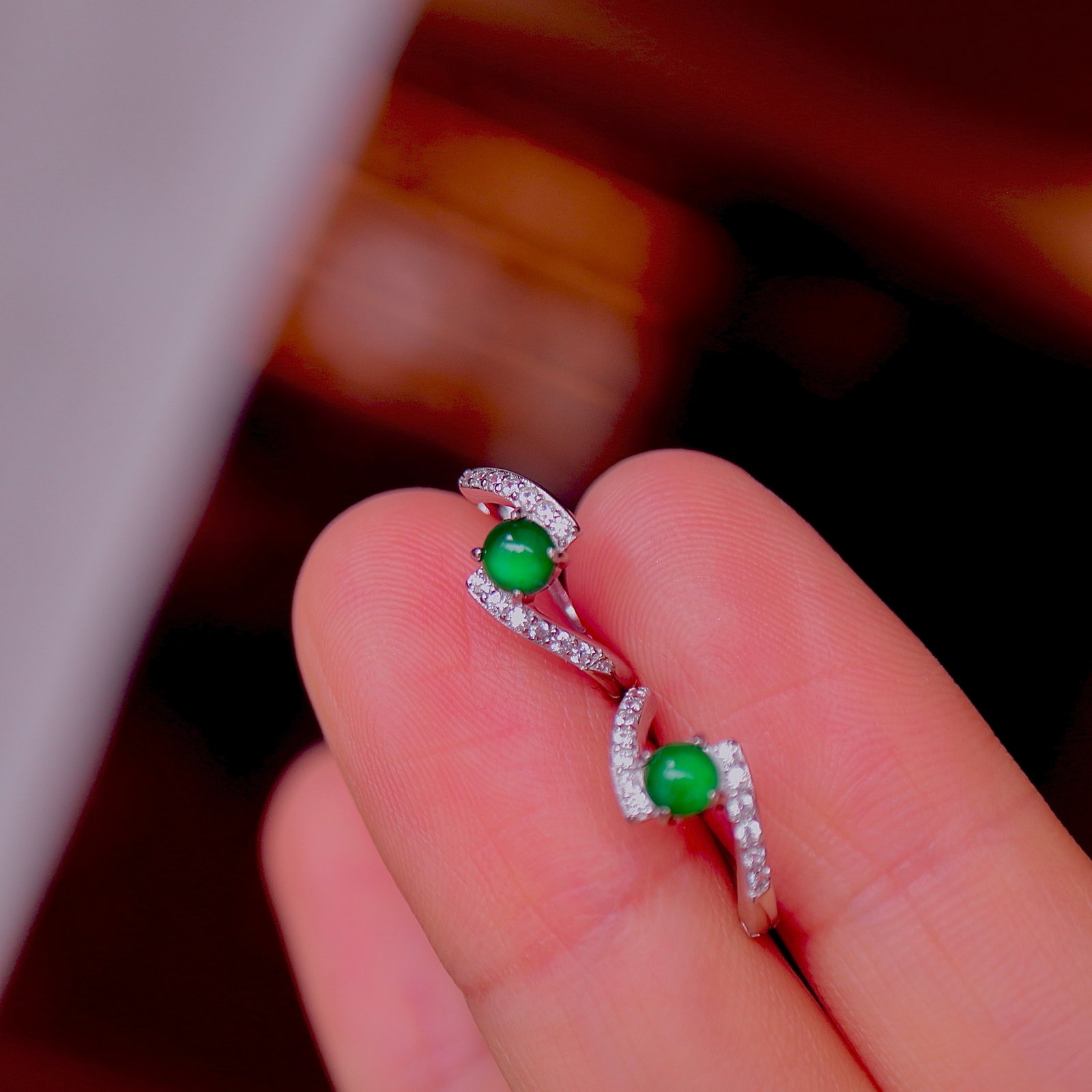 S925 Silver Natural Jade Ear Cuff - 8
