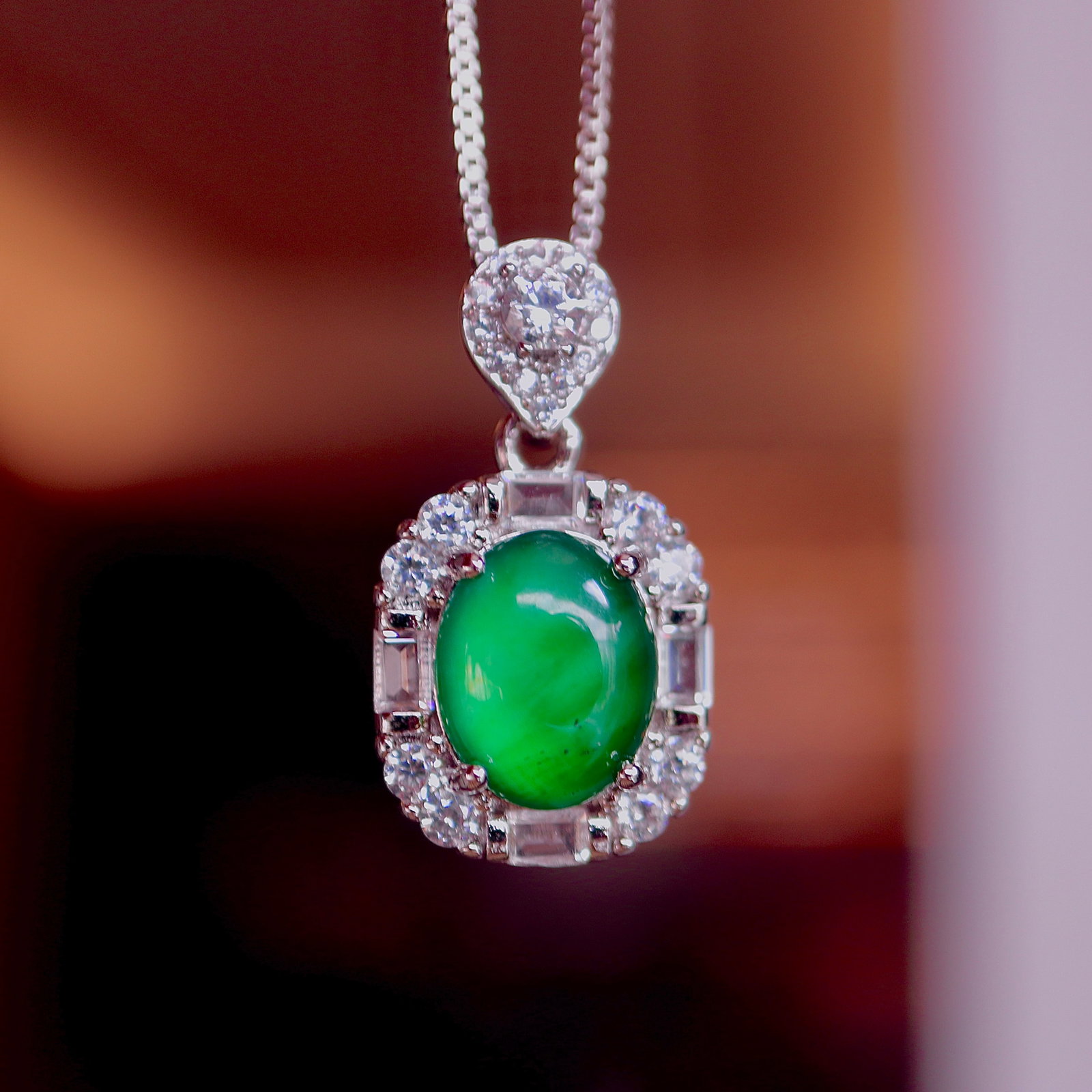 Natural Jadeite Egg-shaped Pendant - 2