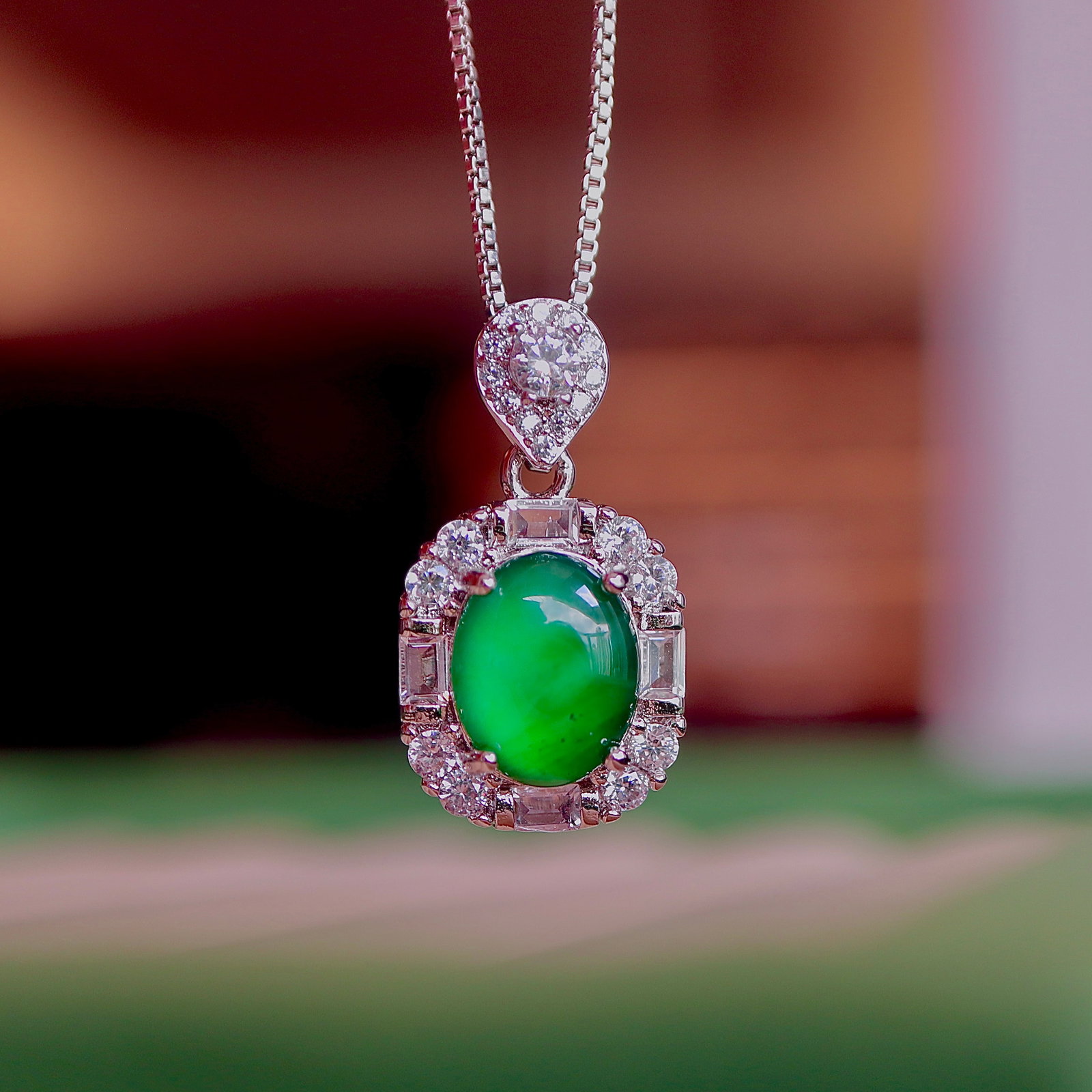 Natural Jadeite Egg-shaped Pendant - 3