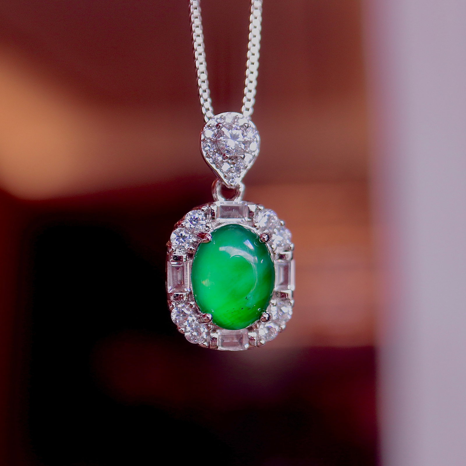 Natural Jadeite Egg-shaped Pendant - 4