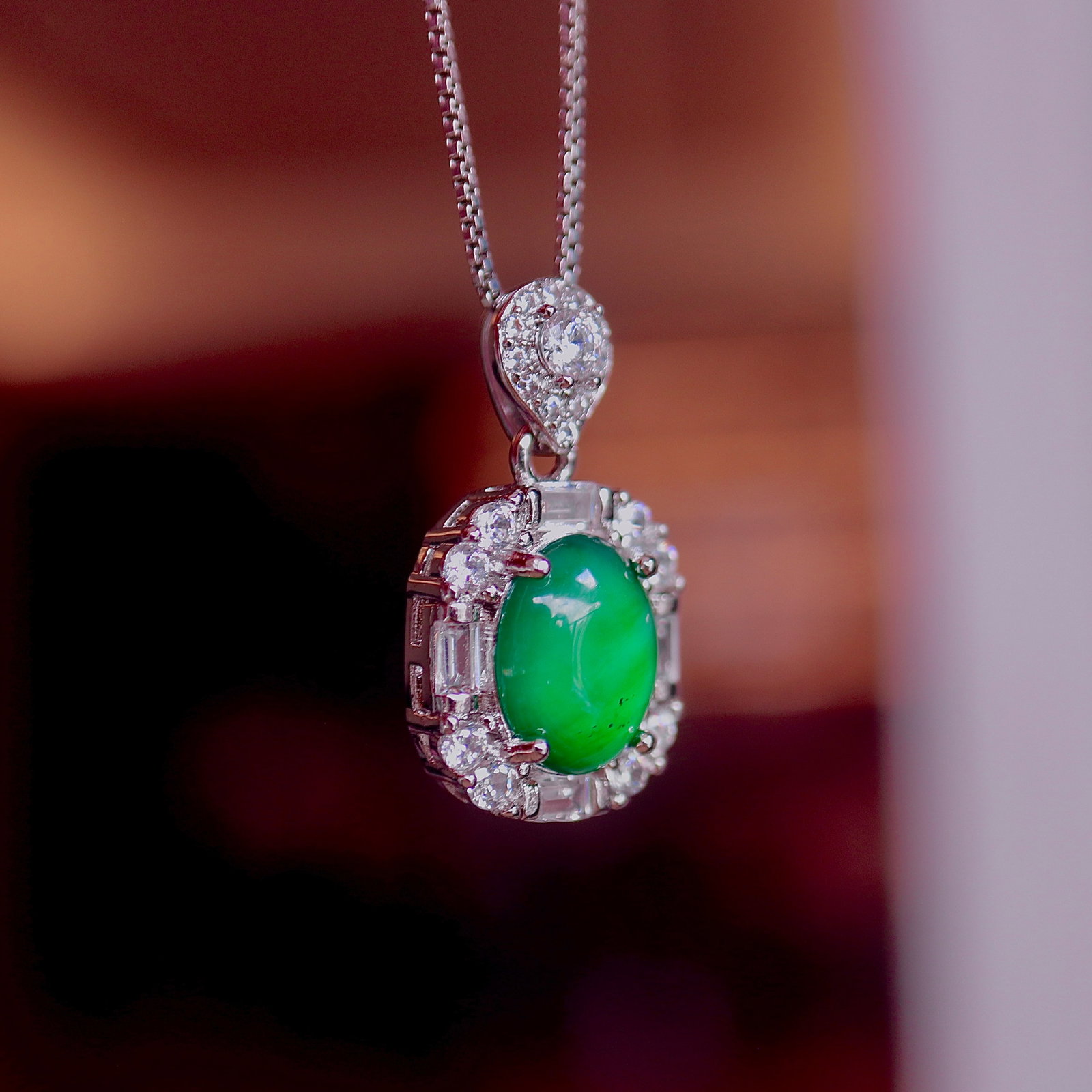 Natural Jadeite Egg-shaped Pendant - 5