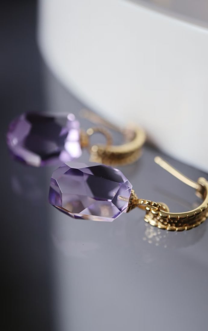 Sterling Silver Amethyst Earrings - 7