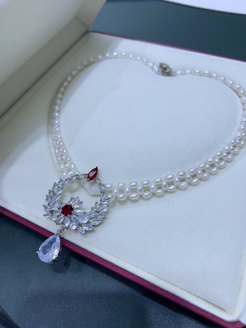 Natural White Pearl Necklace - 5
