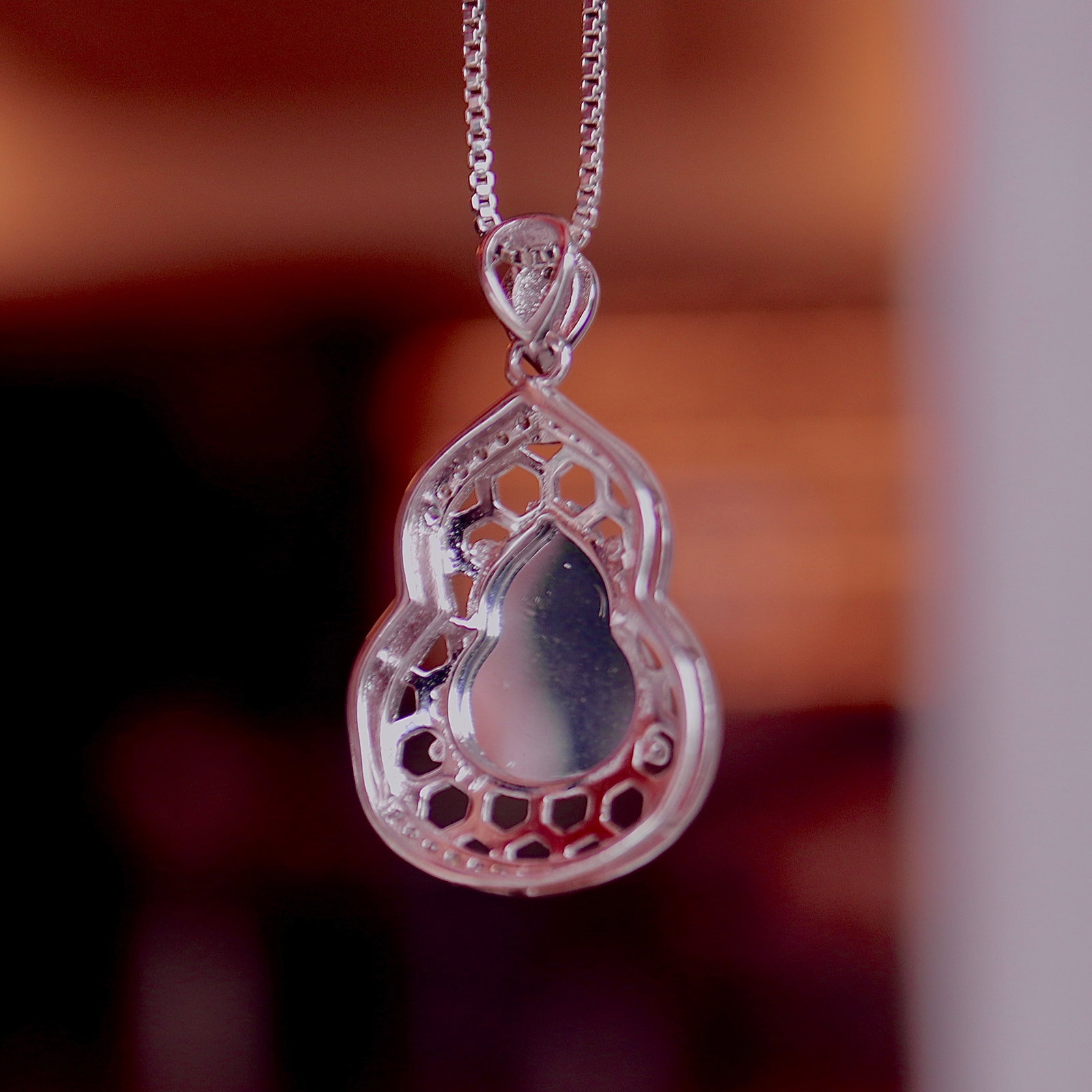 S925 Silver Natural Jade Gourd Pendant - 6