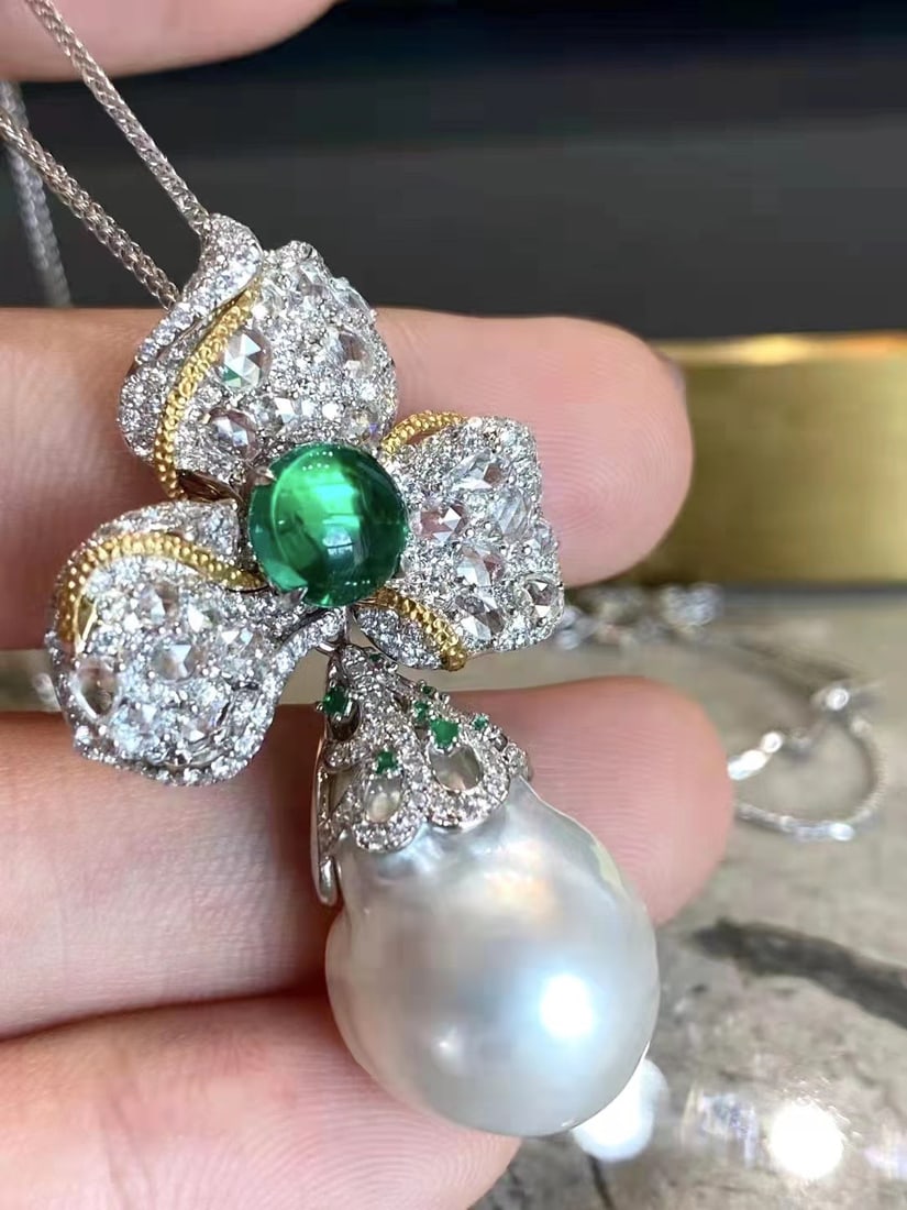 S925 Silver Chalcedony Pearl Pendant - 3