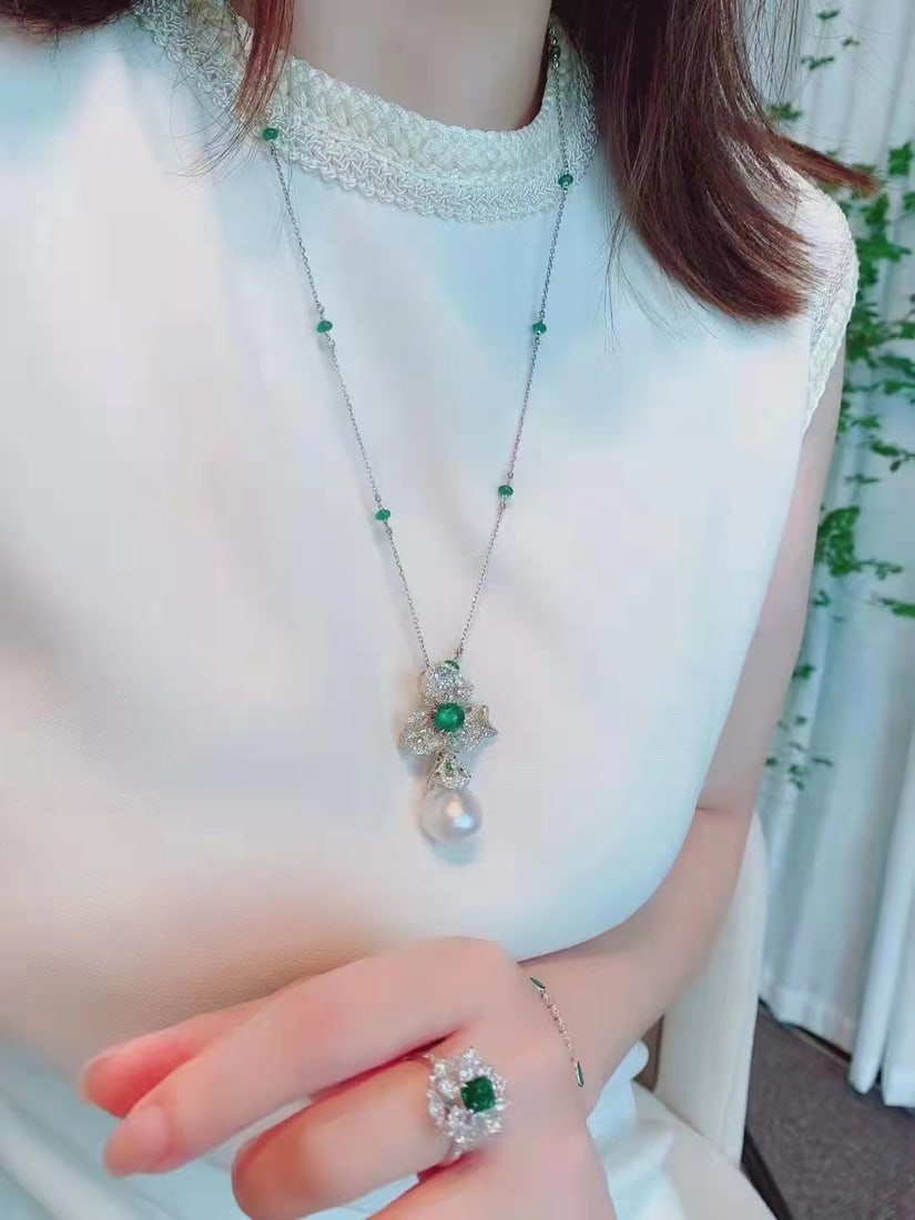 S925 Silver Chalcedony Pearl Pendant - 4