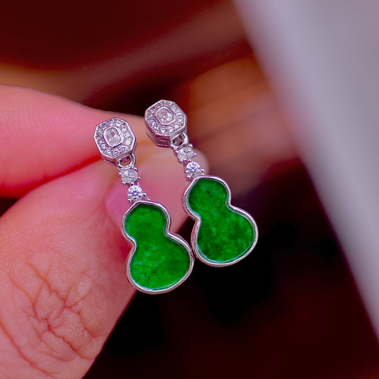 Natural Jadeite Earrings - 2