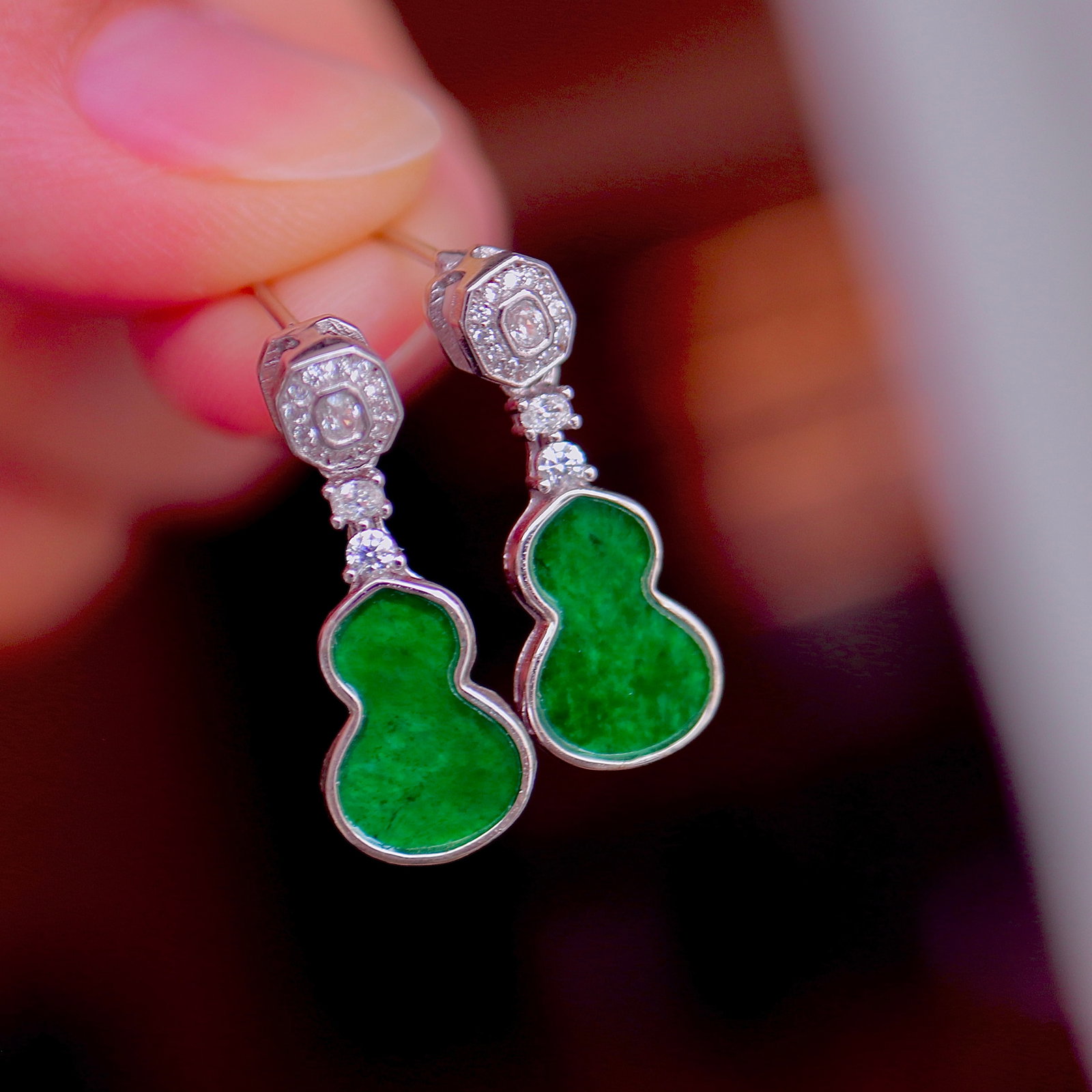 Natural Jadeite Earrings - 3