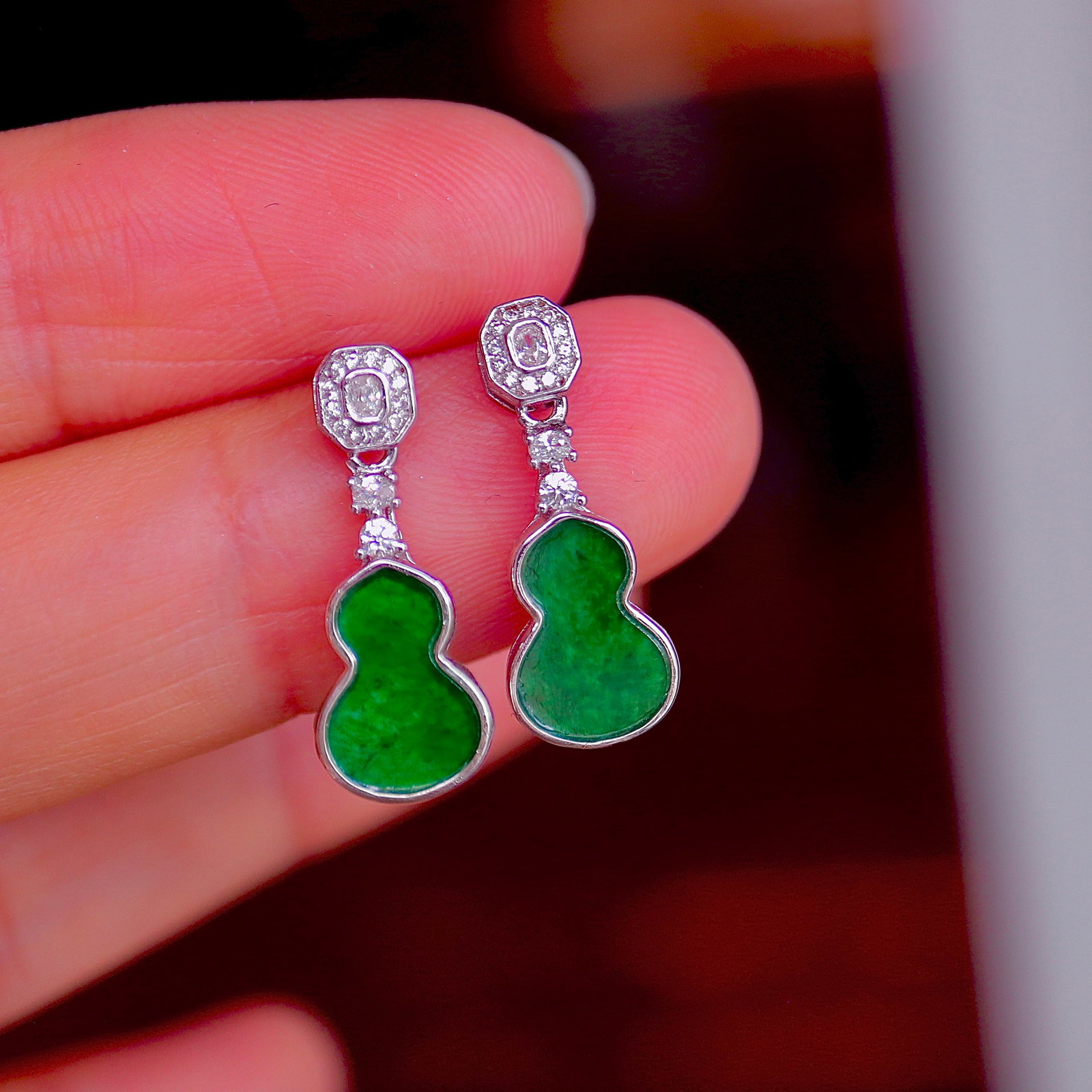 Natural Jadeite Earrings - 4