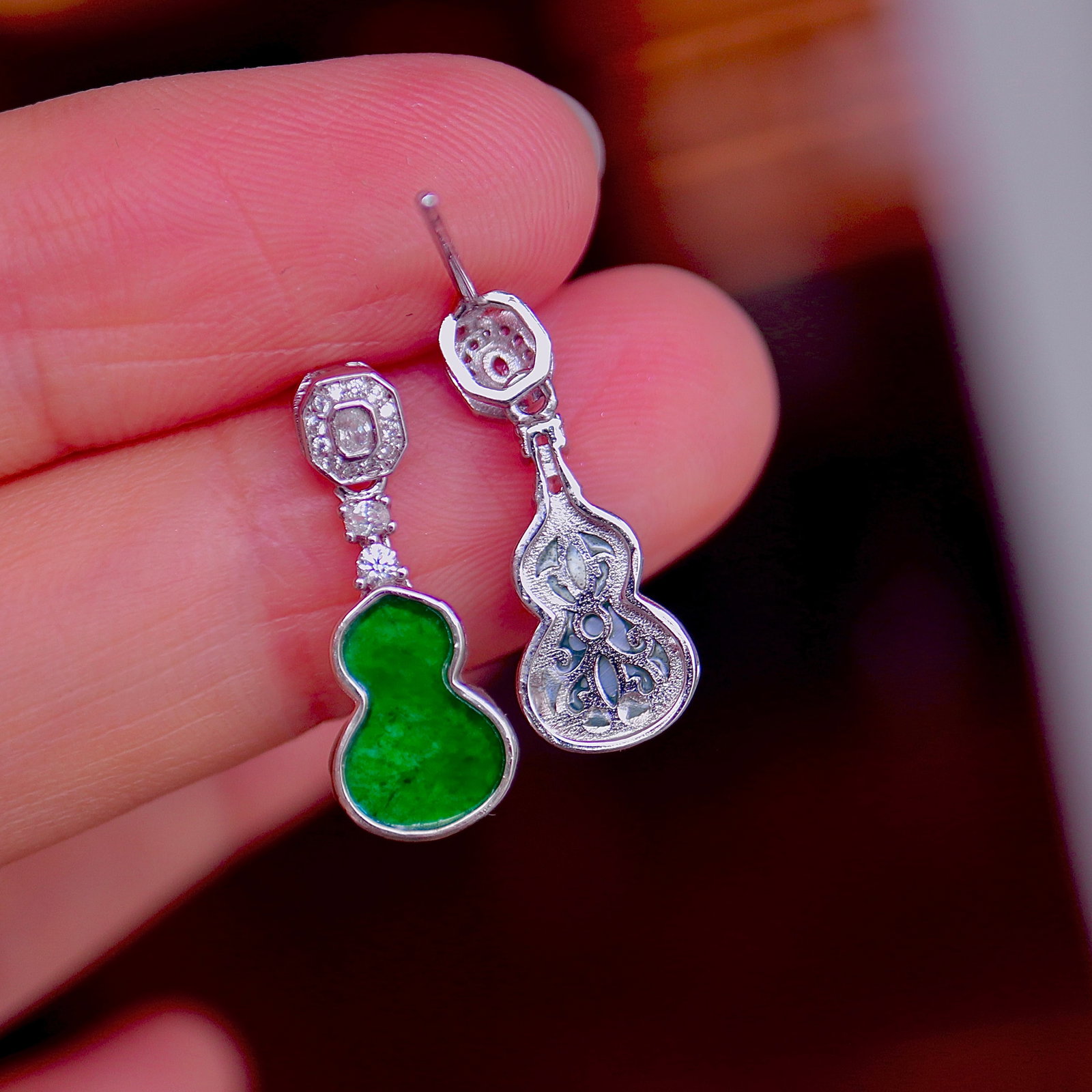 Natural Jadeite Earrings - 5