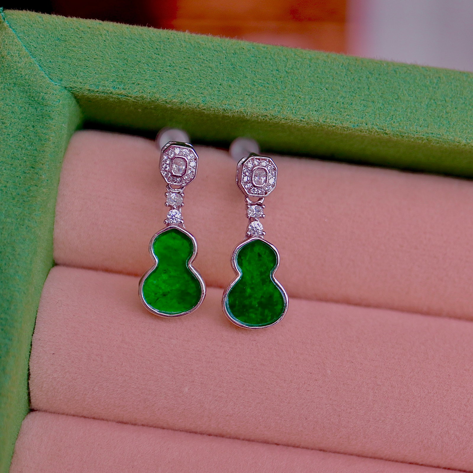 Natural Jadeite Earrings - 6