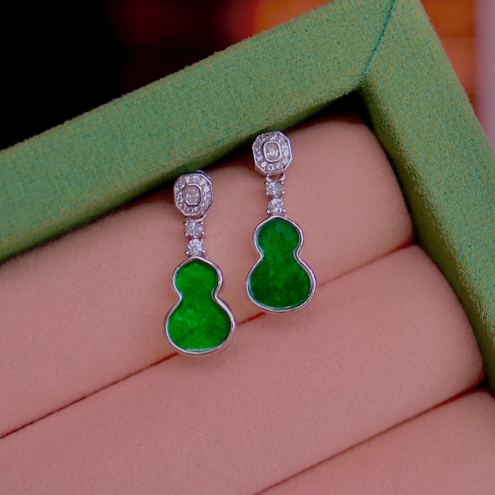 Natural Jadeite Earrings - 7