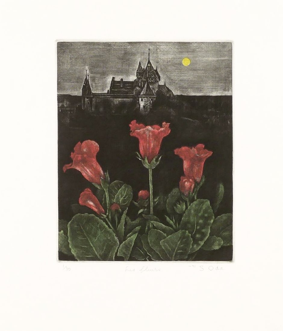 ODA, Shigeru b. 1933): Les Fleurs - Flower, Castle and the Moon (1 of 1)