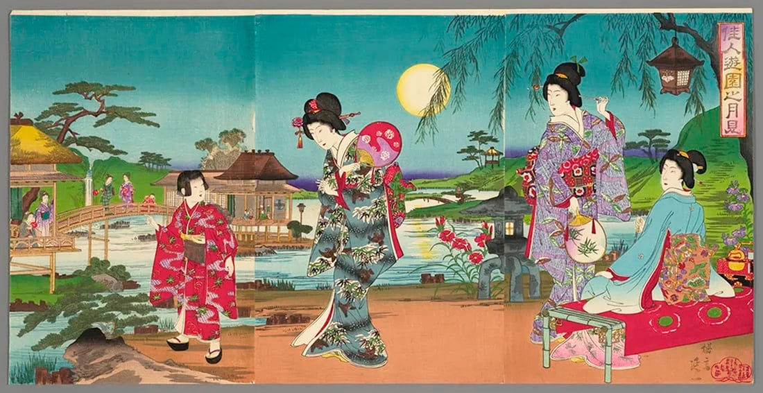 Watanabe NOBUKAZU (1874-1944): Viewing the Moon (1 of 1)